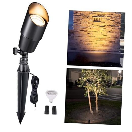 Landscape Spotlights Low Voltage - Brass Outdoor 1-Pack with 2700K Bulb Black