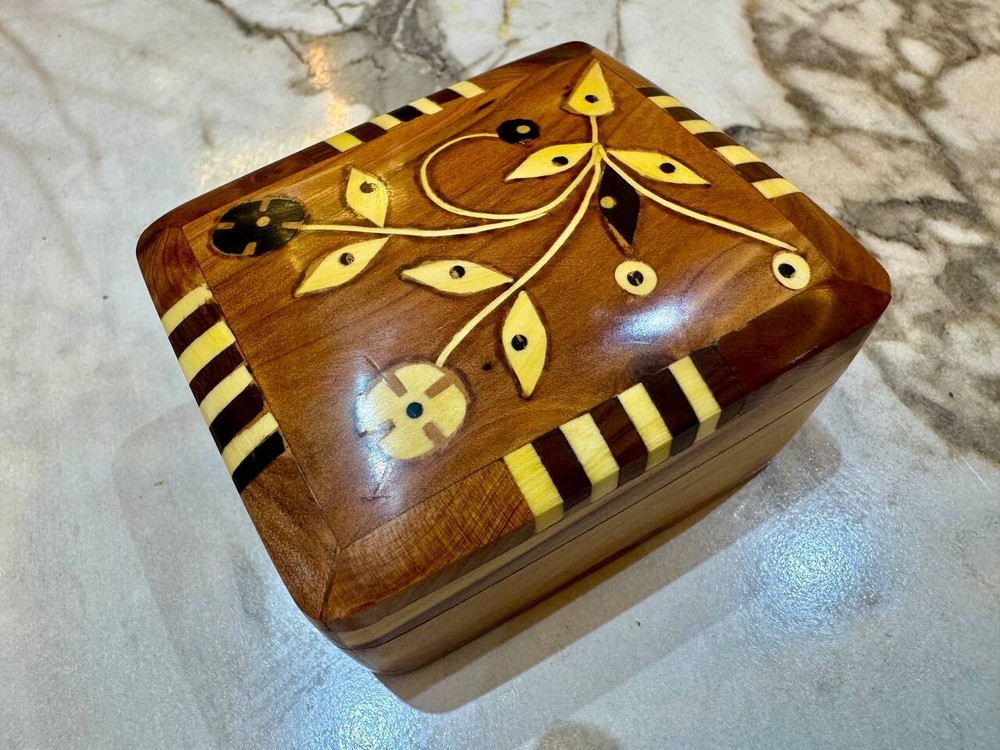 Handcrafted Thuya Wood Ring Organizer Box Set of 4 Keepsake Storage