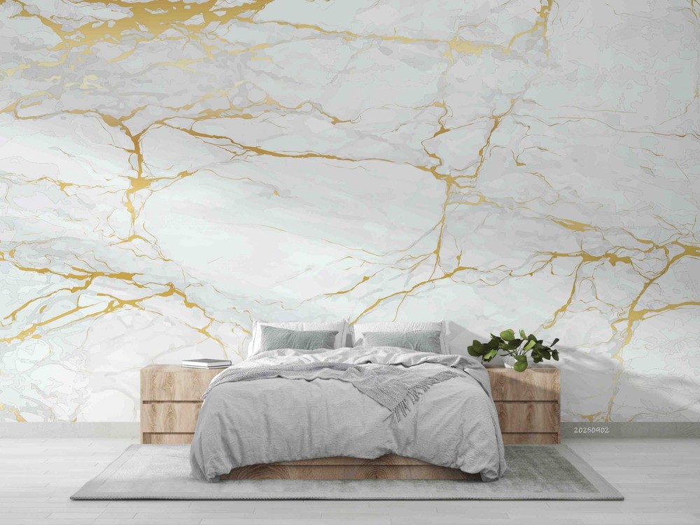 3D Gold White Marble Texture Wall Murals Wallpaper Murals Wall Sticker