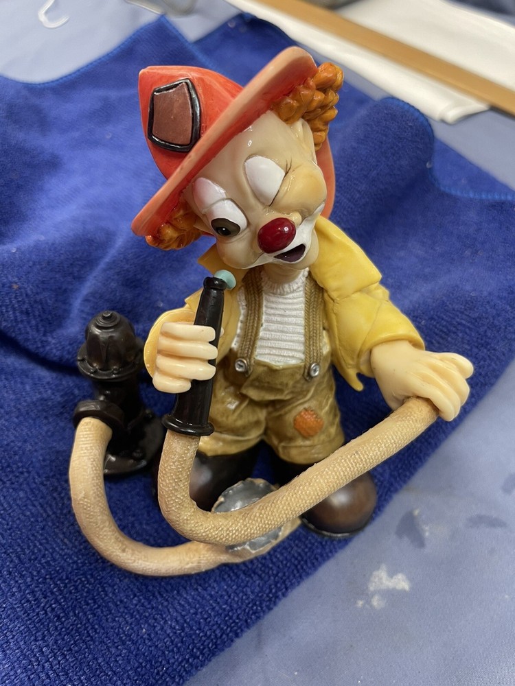 Slapstix Clown Fireman What in Blazes? Resin Figurine Clay Art Vintage 1997