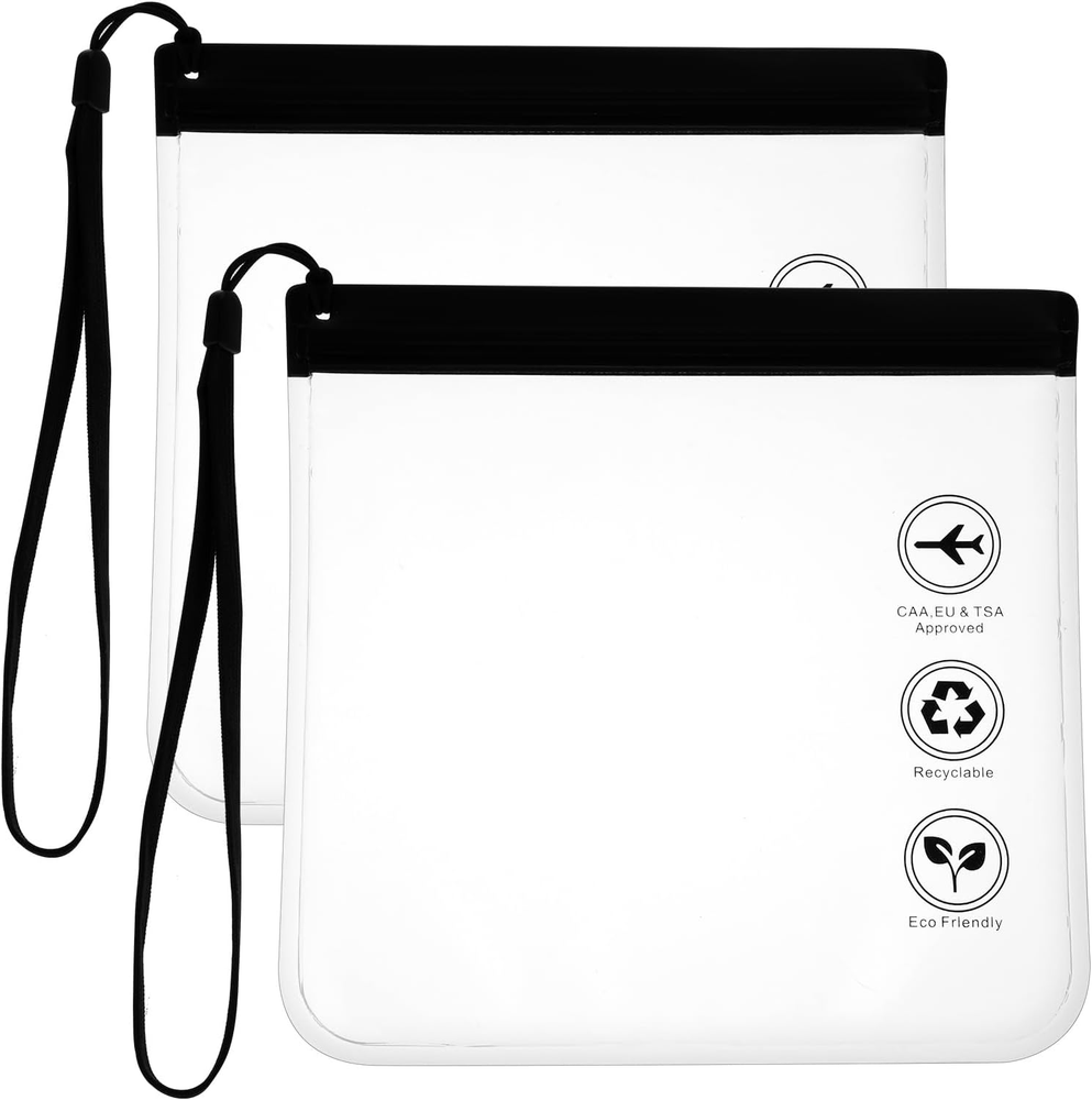 2Pcs Clear Travel Toiletry Bag - TSA Approved, Leak-Proof Airport Security Liqui