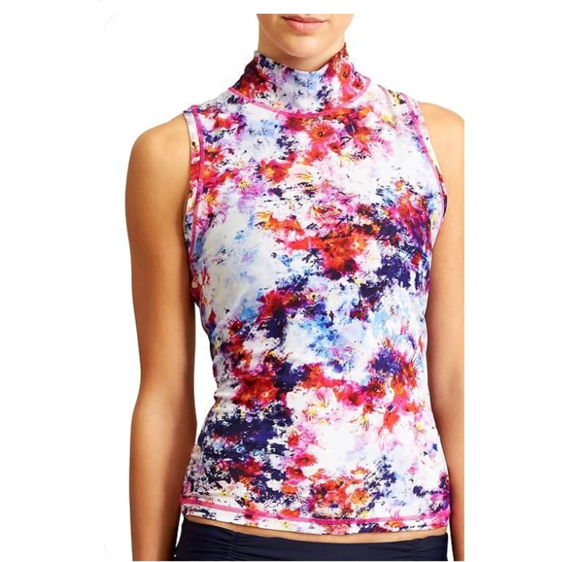 Athleta Size S Hypersonic Rashguard Tank Mock Neck Zipper Back Athletic Top