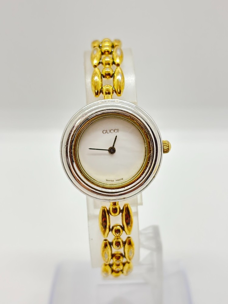 Vintage GUCCI 11/12 Silver White Change Bezel Watch Exc+4 Condition Working F/S