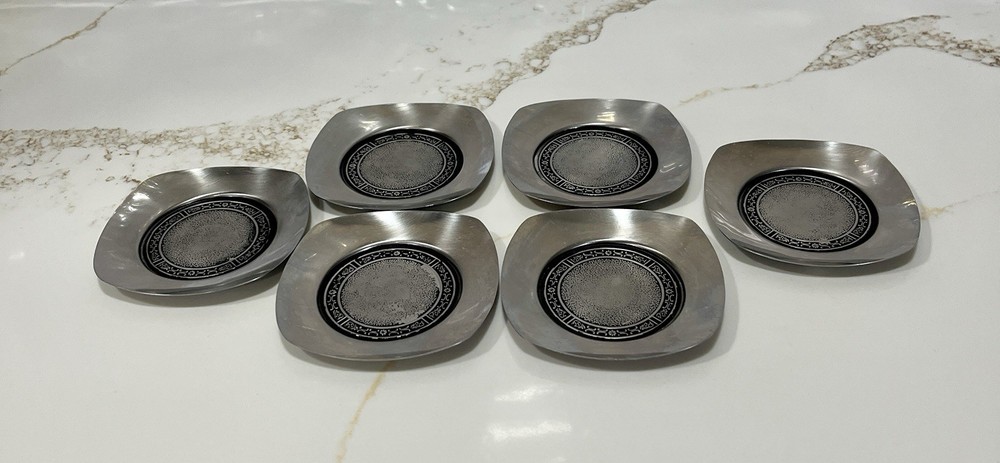 Classic Six Vintage Cordova Japan Stainless Steel 18-8 Coasters