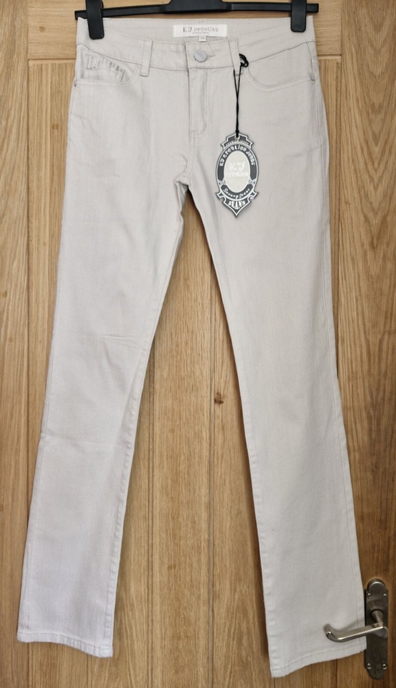 Nwt beige sequin straight leg jeans size 12