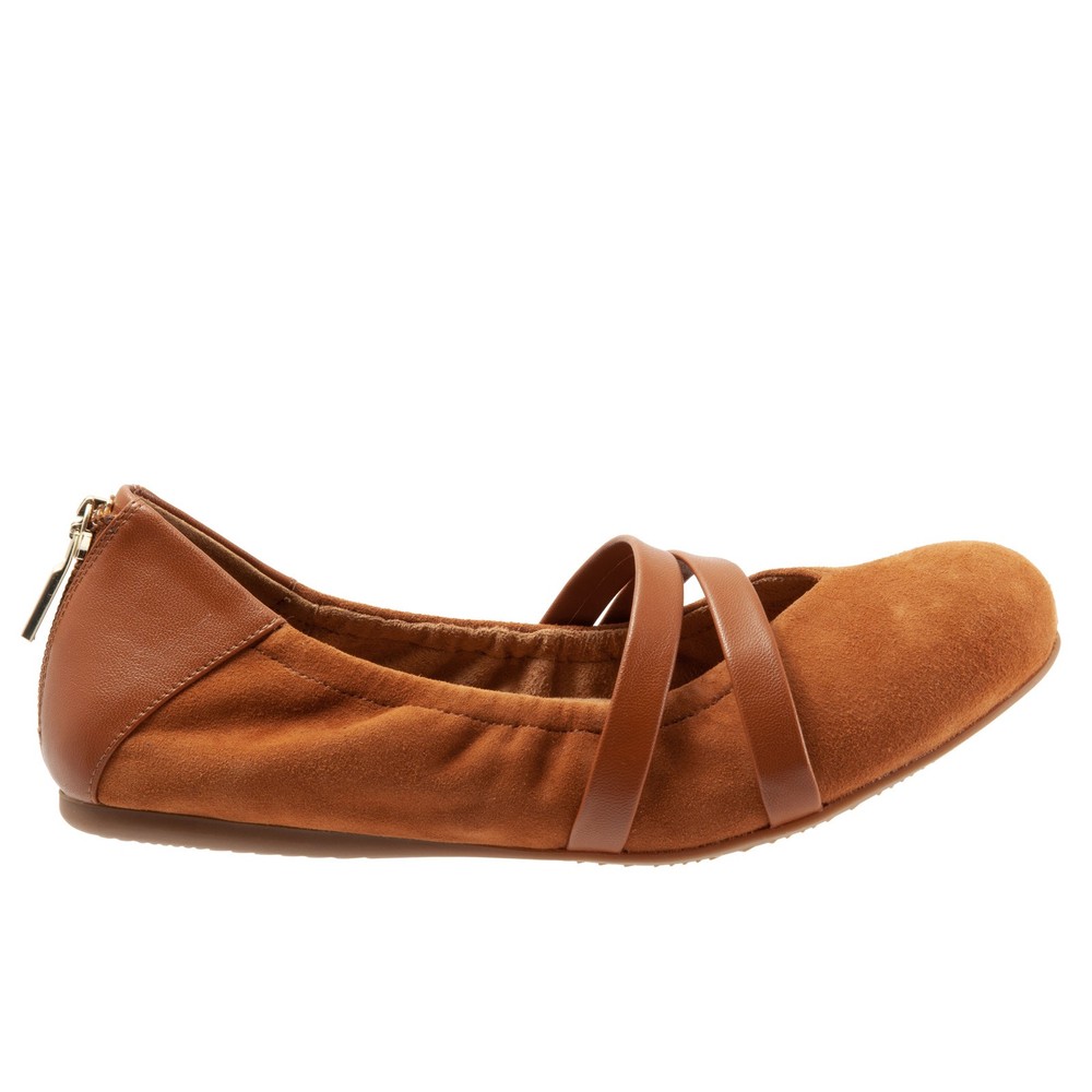 Softwalk Sierra S1962-242 Womens Brown Leather Mary Jane Flats Shoes