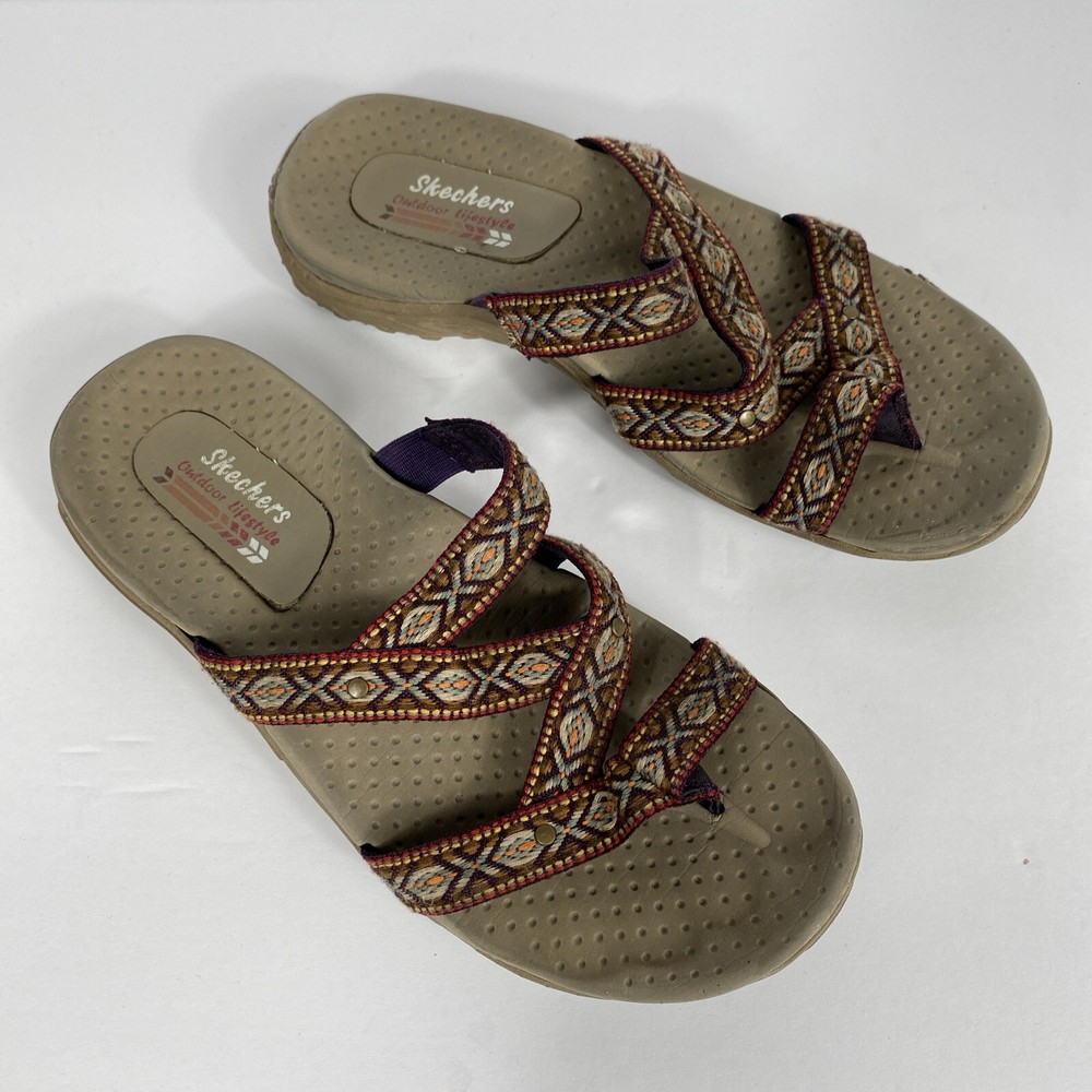 Skechers Boho Strappy Toe Loop Sandals Size 7 Hippie Indie Style