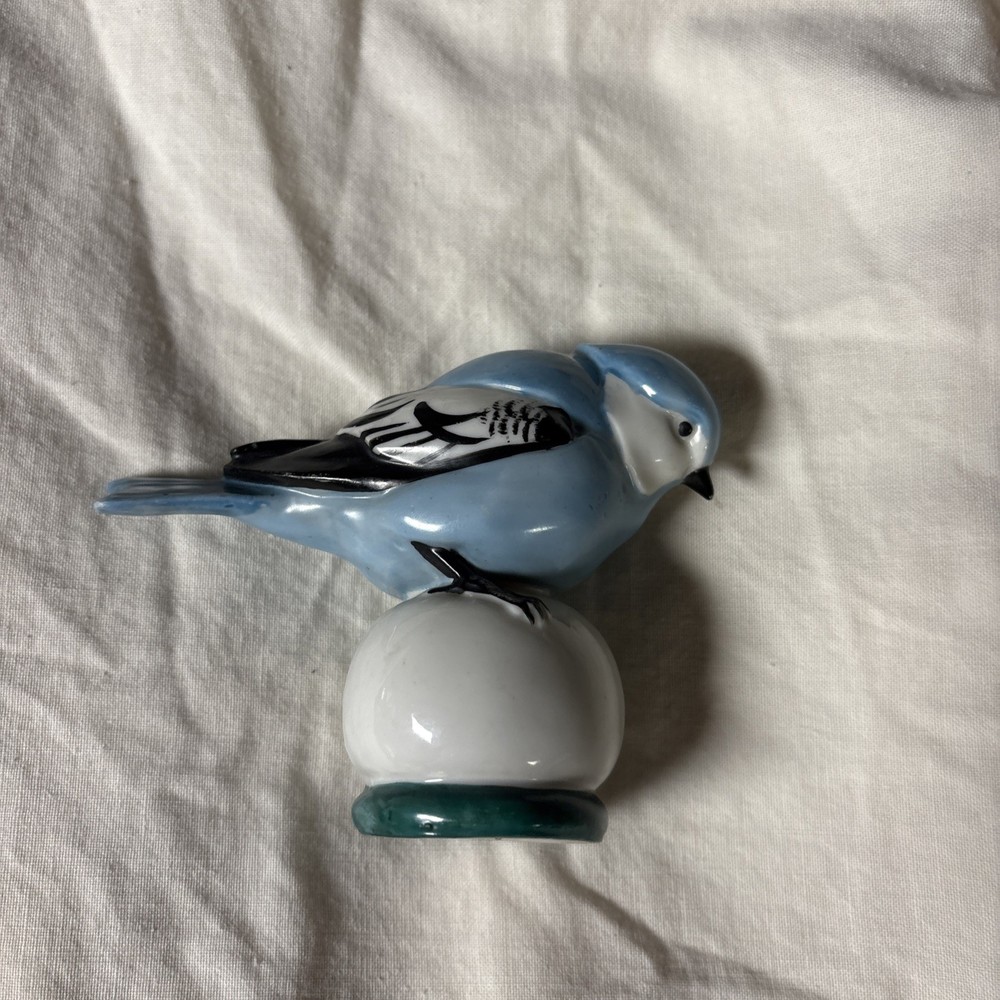 Vintage Porcelain Blue Bird Figurine Hand Painted.