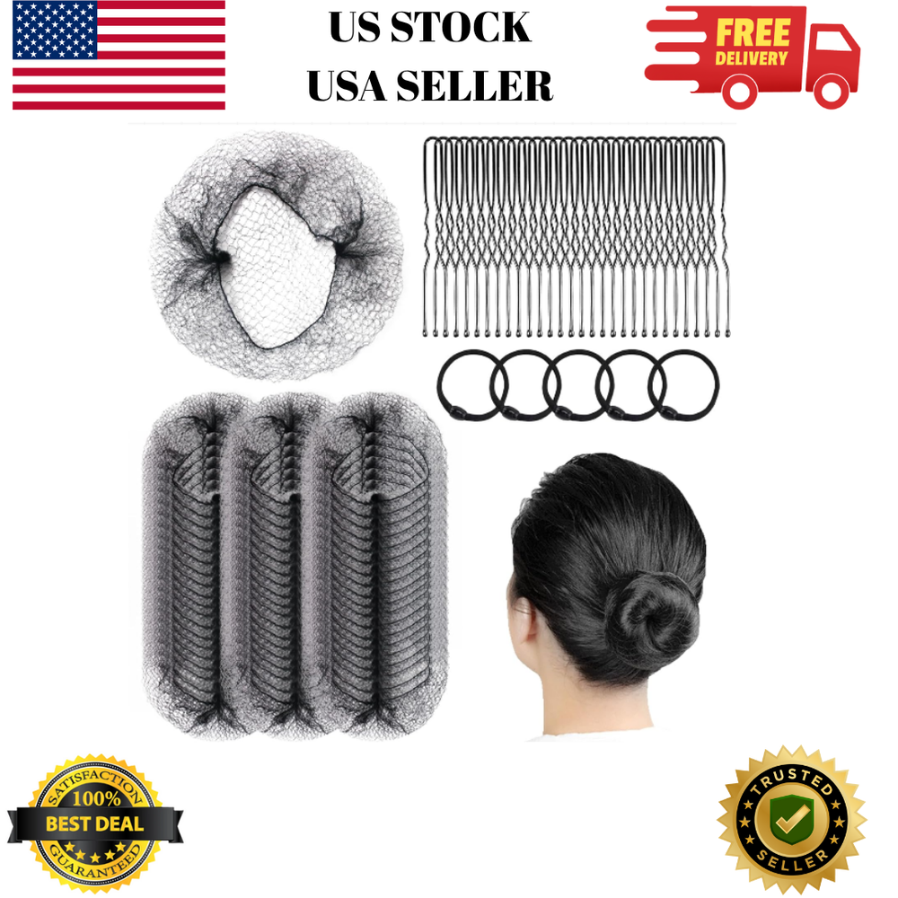 105 Pcs Black Invisible Hair Nets Set - 50 Pcs 20 Inch Hair Accessories for Secure Styling