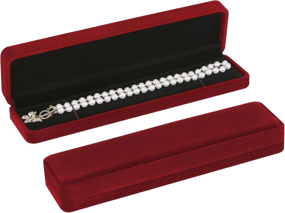 2 pcs Large Velvet Jewelry Box, Big Necklace and Ring Earring Pendant Gift Box,