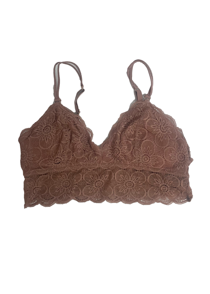 Aerie Blush Brown/Choclate Lace Bralette Women’s Large Removable Padding Boho