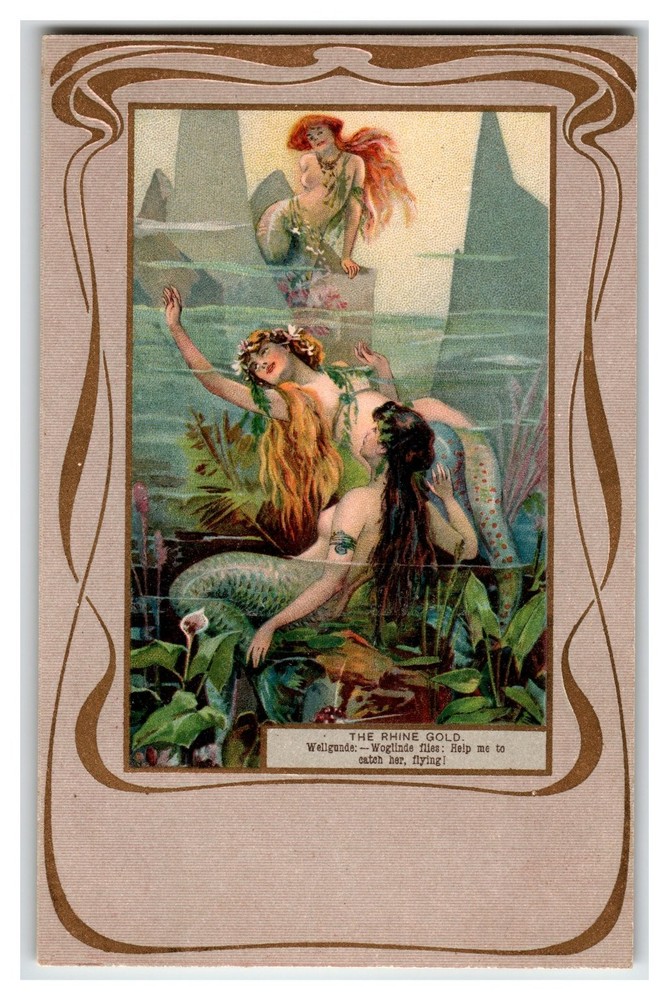 Raphael Tuck Rhine Gold Mermaids Fantasy Postcard Wagner Opera Art Nouveau