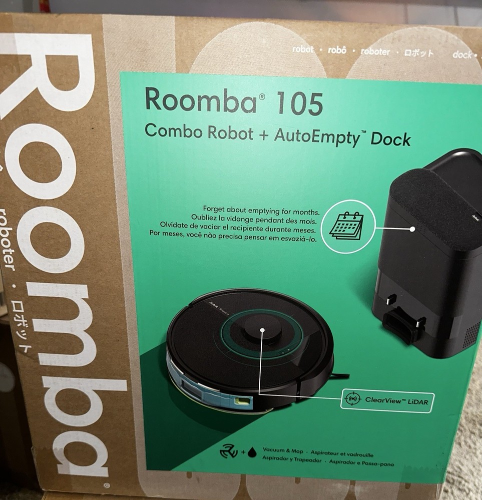 iRobot Roomba 105 Combo Robot Vacuum & Mop LiDAR, Alexa, Strong Suction - NEW