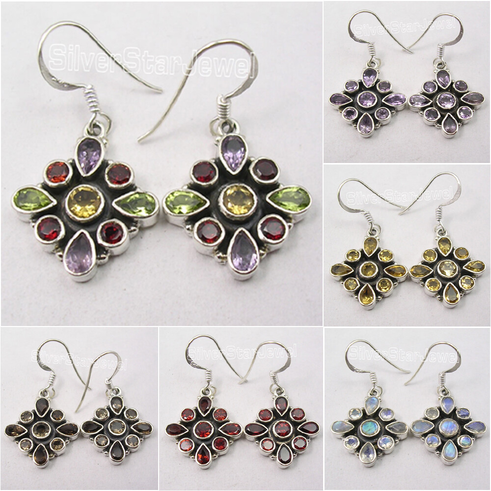 Jewel Flash Sale 925 Silver Earrings MULTISTONES, GERNET & More Gems To Choose-image