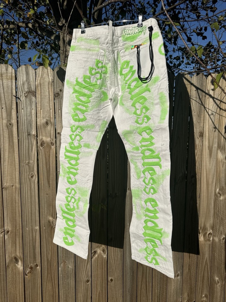 ENDLESS DENIM “Green On White” Size 34 NEW