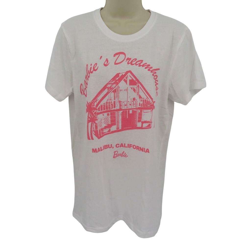 Barbie Malibu Dreamhouse White Crew Neck Short Sleeve T-Shirt Women Medium