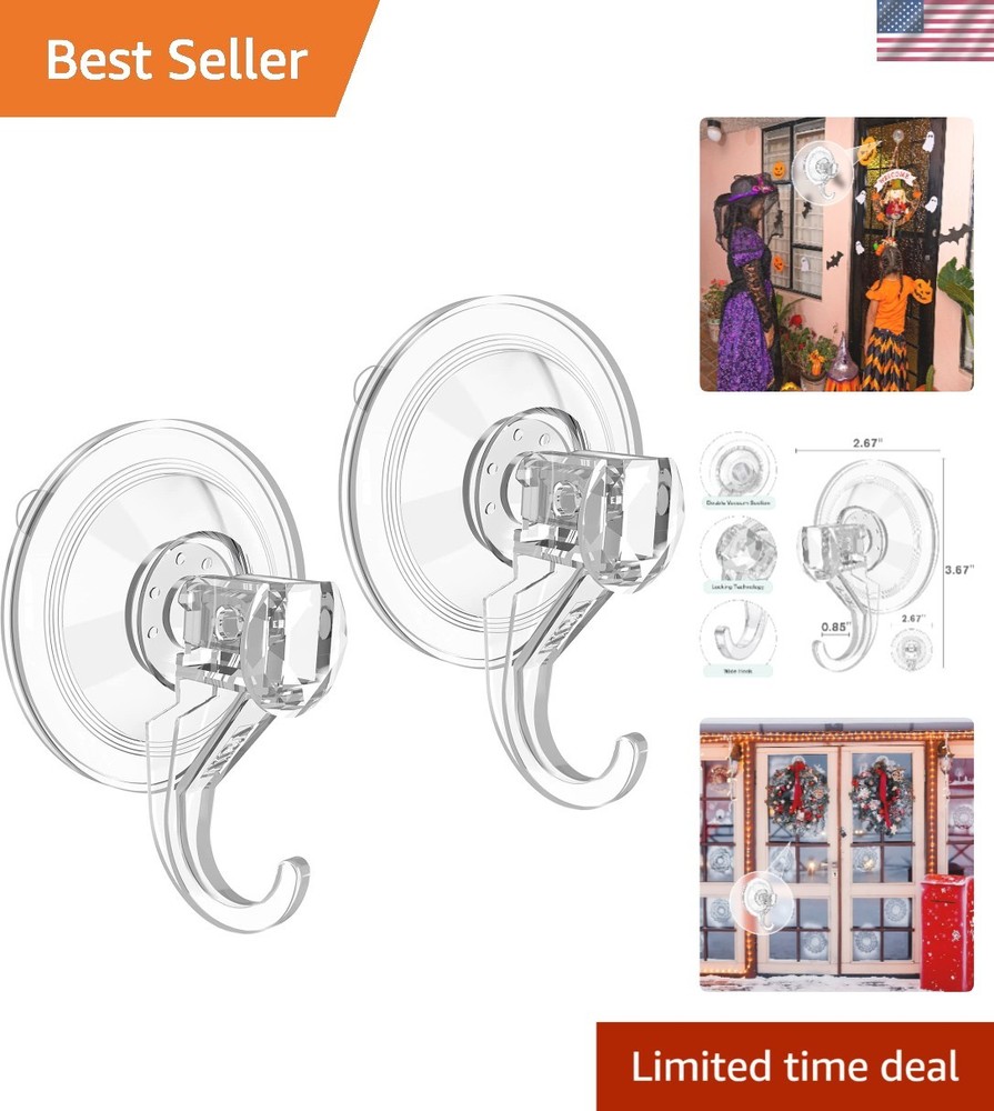 2 Pack Heavy Duty Suction Cup Wreath Hangers for Home Decor
