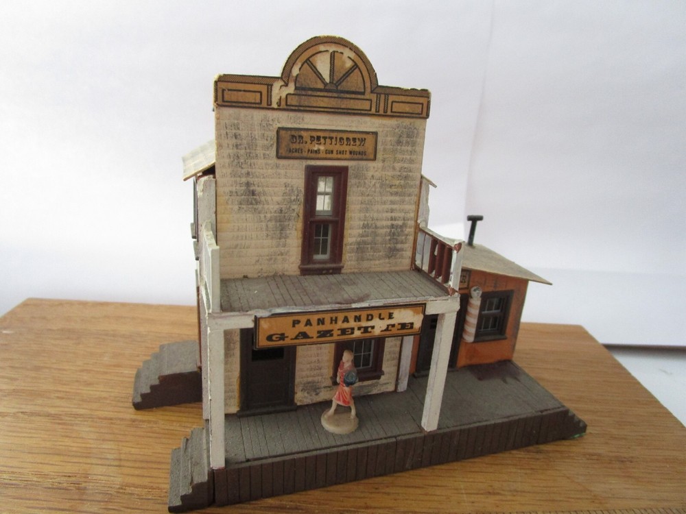 Vintage Wood Built Weathered HO 1/87 Scale 1900's Store Building 4 Train Layout