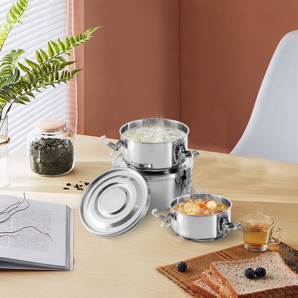 3 Sets Stainless Steel Food Storage Containers, Kitchen Food Containers Airtight