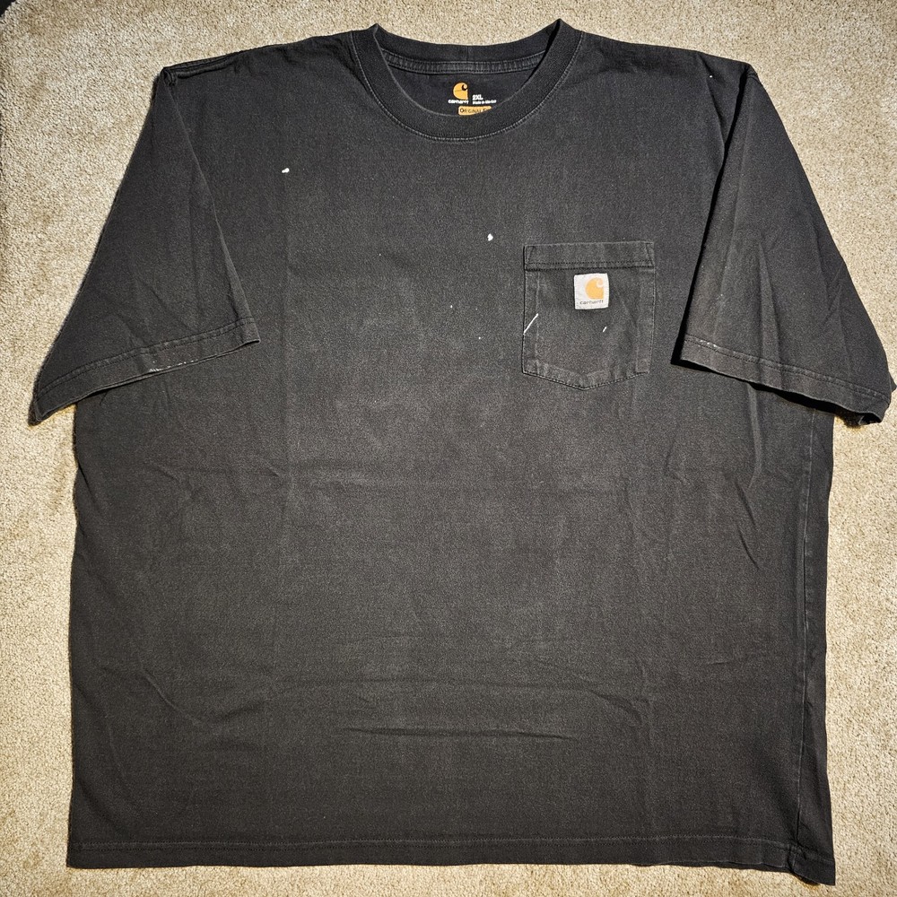 Vintage Y2k Carhartt Faded Black Painted Mens 2XL T-shirt Pocket Skate Logo Goth