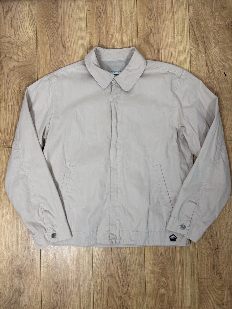 Paul Smith Jeans Beige Harrington Jacket Mens Lightweight Zip Front Size Large