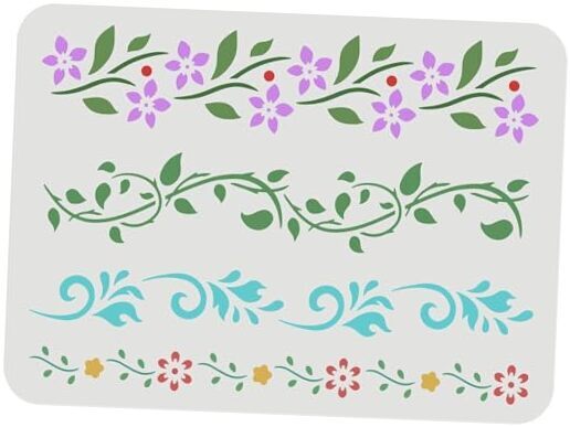 Flower Border Stencil (4 Style) 11.7x8.3inch Reusable Flower Drawing Stencil