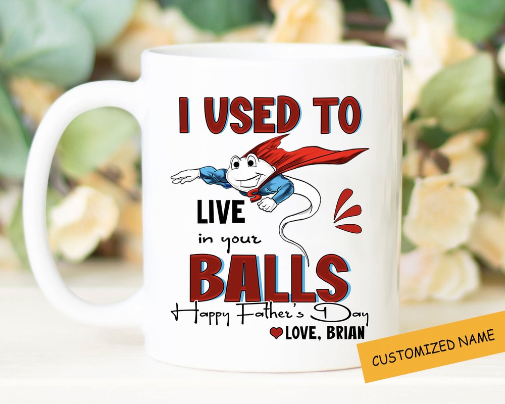 Personalized I Used To Live In Your Balls Mug Happy Father's Day Gift Mug For