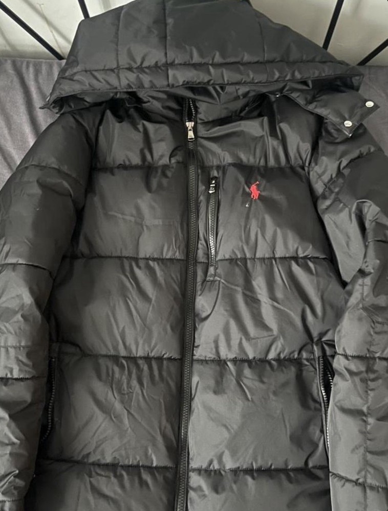 Polo Ralph Lauren Men's Down Hooded Puffer Jacket Coat with Pony - Black -