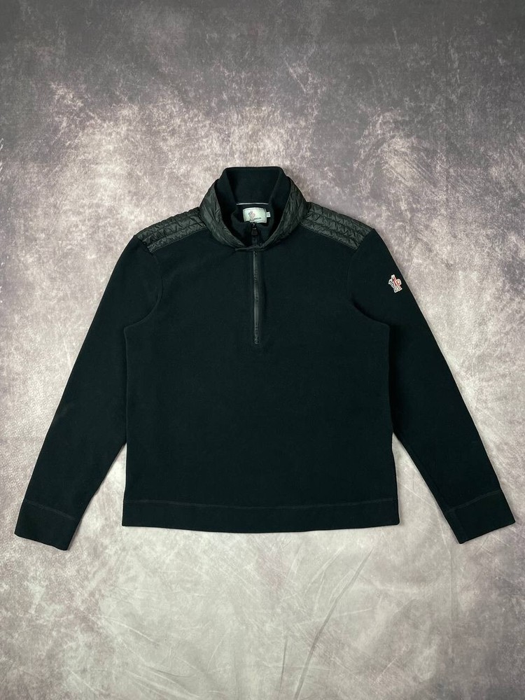 MONCLER Grenoble Black Fleece Jacket for Men Size L Italian Made 1/3 Zip