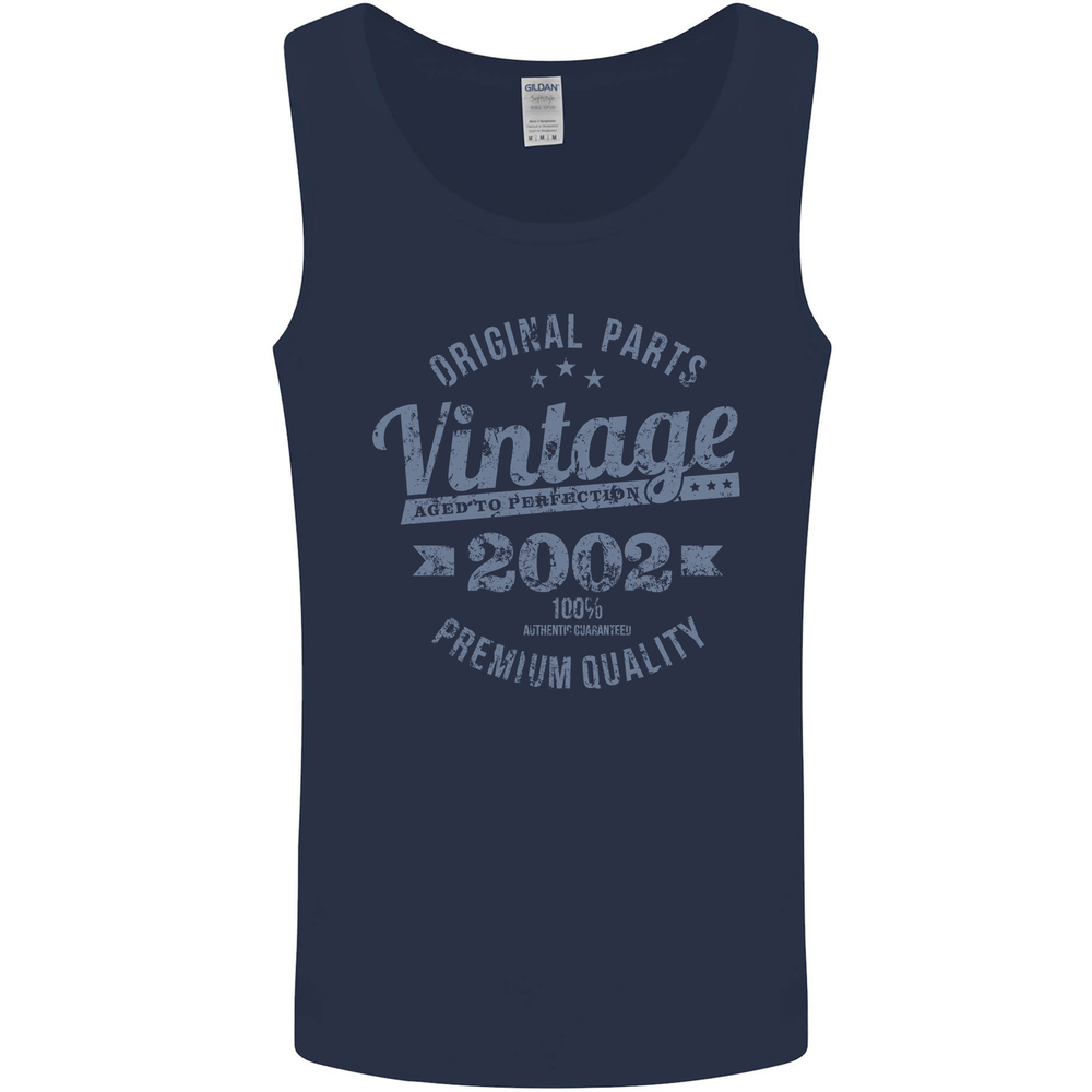 Vintage Year 23rd Birthday 2002 Mens Vest Tank Top Navy Blue