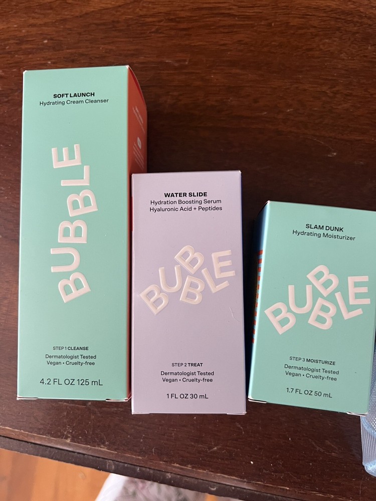 BUBBLE Skincare -3 Steps With Mesh Pouch Brand New ($55+ Value)
