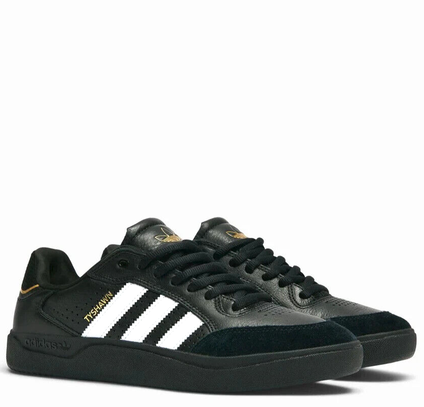 ADIDAS TYSHAWN LOW SIZE 9~12 BLACK WHITE GOLD MEN'S SKATE SHOES NEW IN BOX
