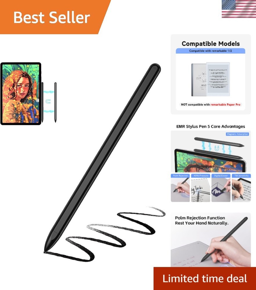 Stylish Magnetic EMR Stylus with Eraser for Remarkable 2/1 - No Batteries Needed