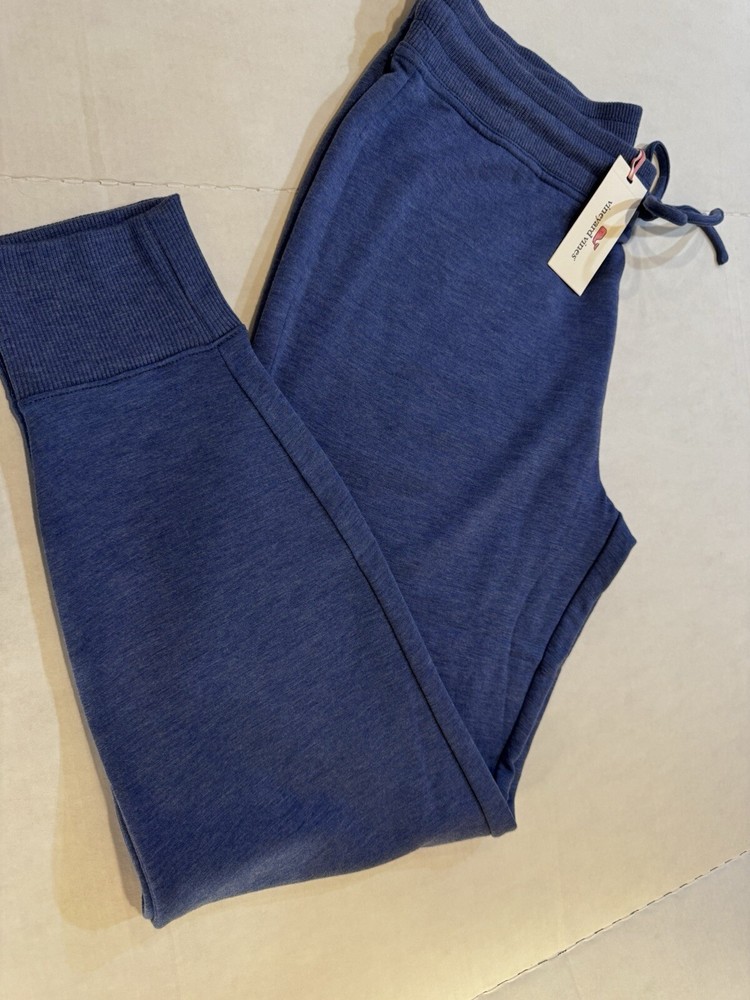 NWT Vineyard Vines S Luxe Soft Knit Joggers Fleece Sweatpants Blue Heather $118