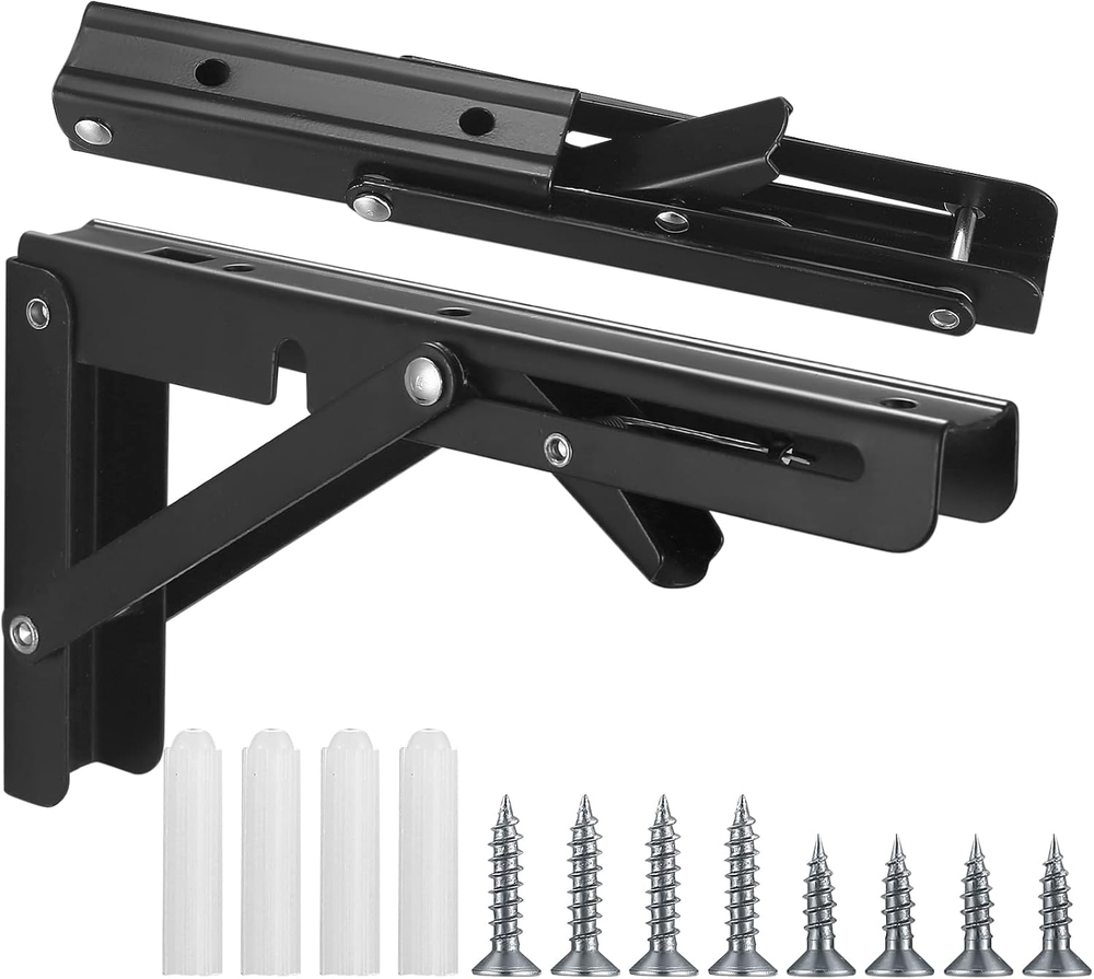 2 Pcs Folding Shelf Brackets, 8 Inch Heavy Duty Floating Triangle Shelf Brackets