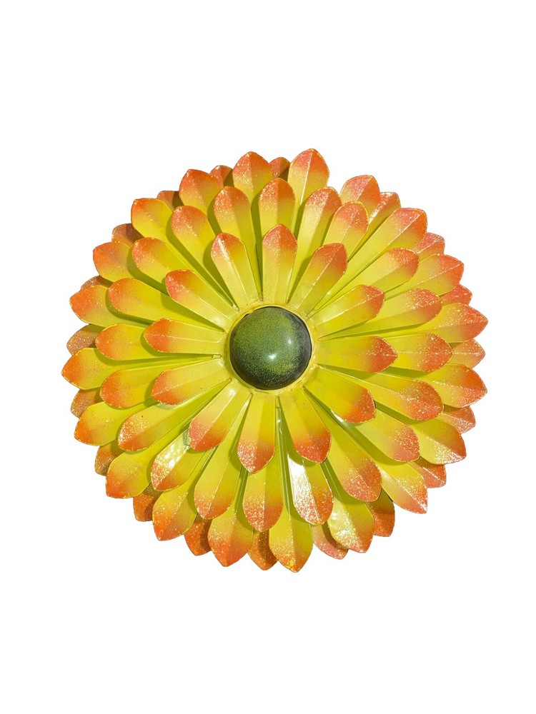 Yellow Metal Flower Wall Plaque. 13.5 Inch Metal Kirkland