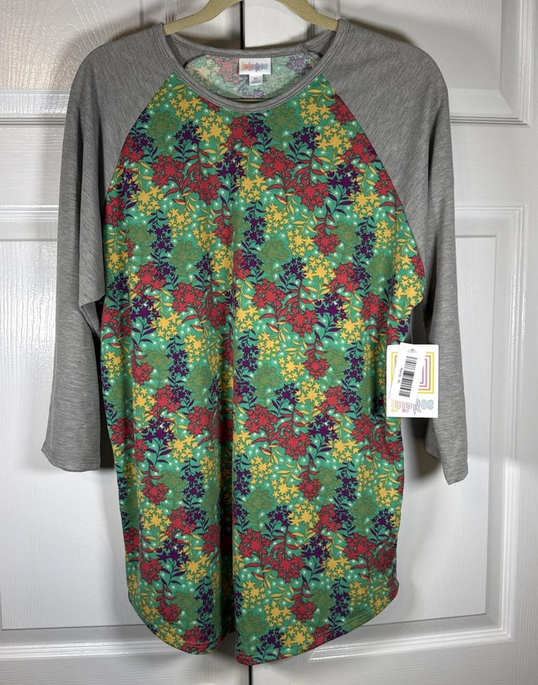 LuLaRoe Women's Randy 3/4 Sleeve Shirt Size XL Multicolor NWT Floral Stretch