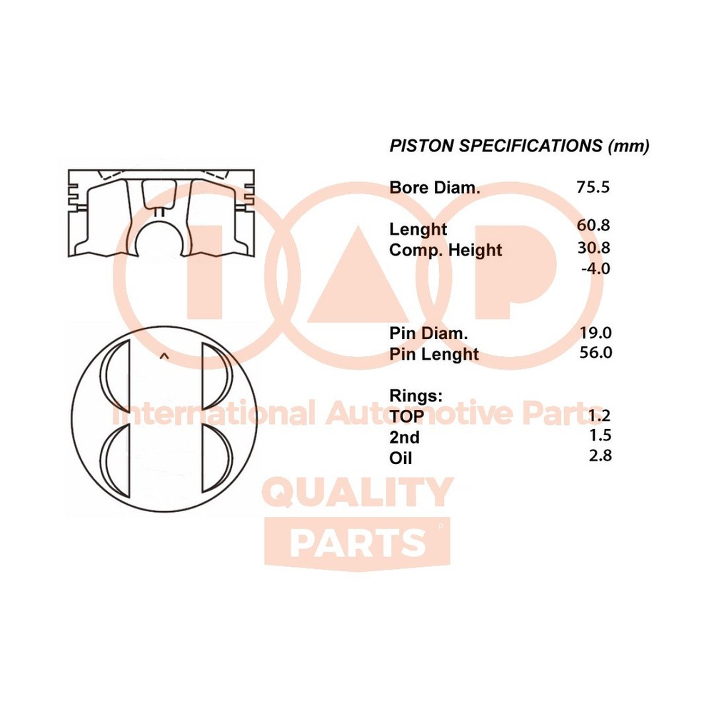 Complete Piston Series 101-06015 IAP QUALITY PARTS for Honda - Upgrade 050