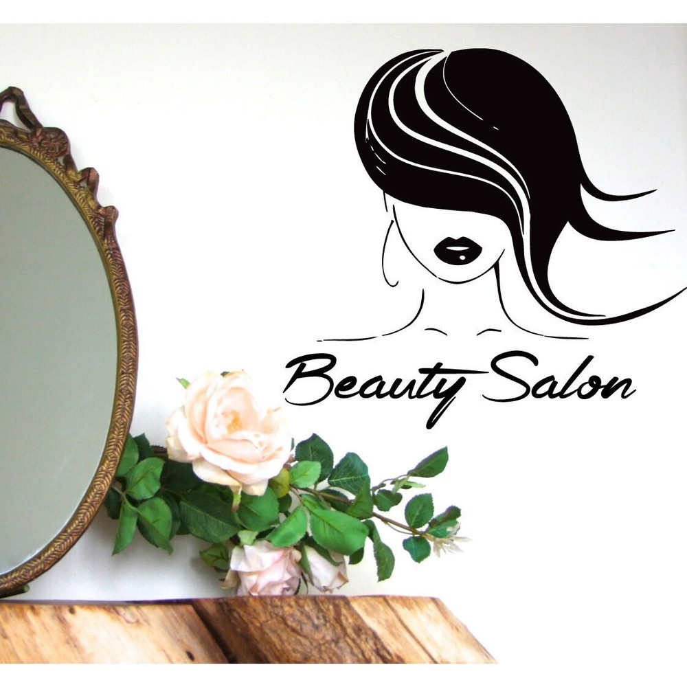 Hair Beauty Salon Sticker Vinyl Wall Art Black