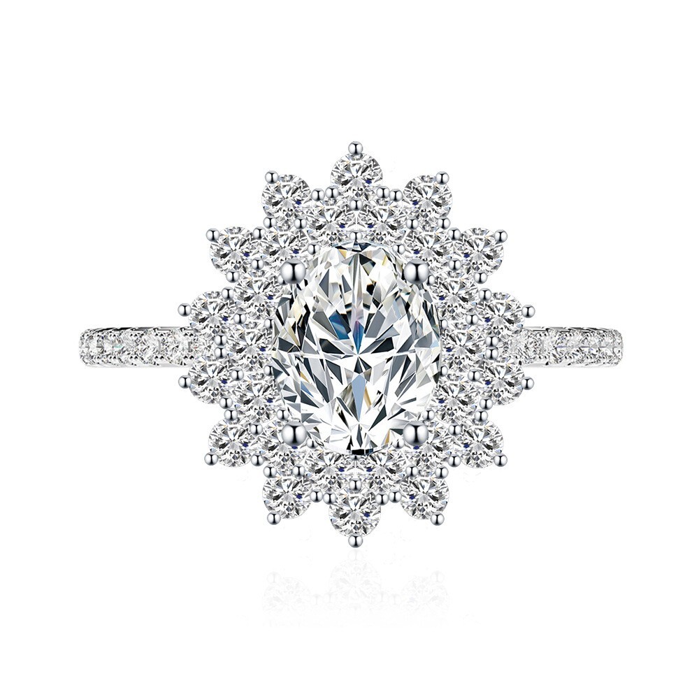 1.5ct Moissanite 6*8mm Diamond 925 Solid Silver Ring Engagement Rings for Women
