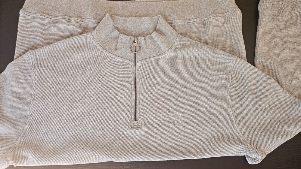 Barbour Gray Quarter Zip Office Sweater for Men Size XL