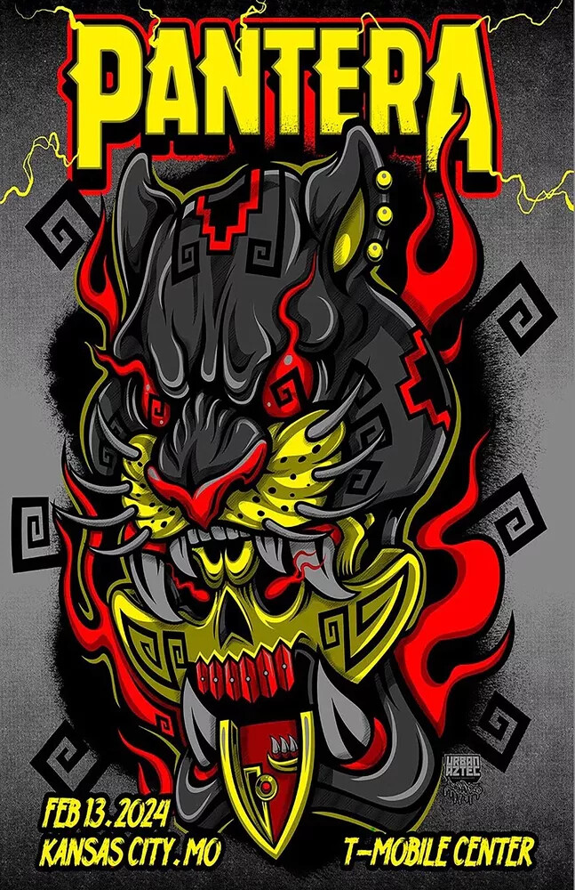 Pantera Kansas City 2024 2025 Concert Poster 11 X 17 Framed