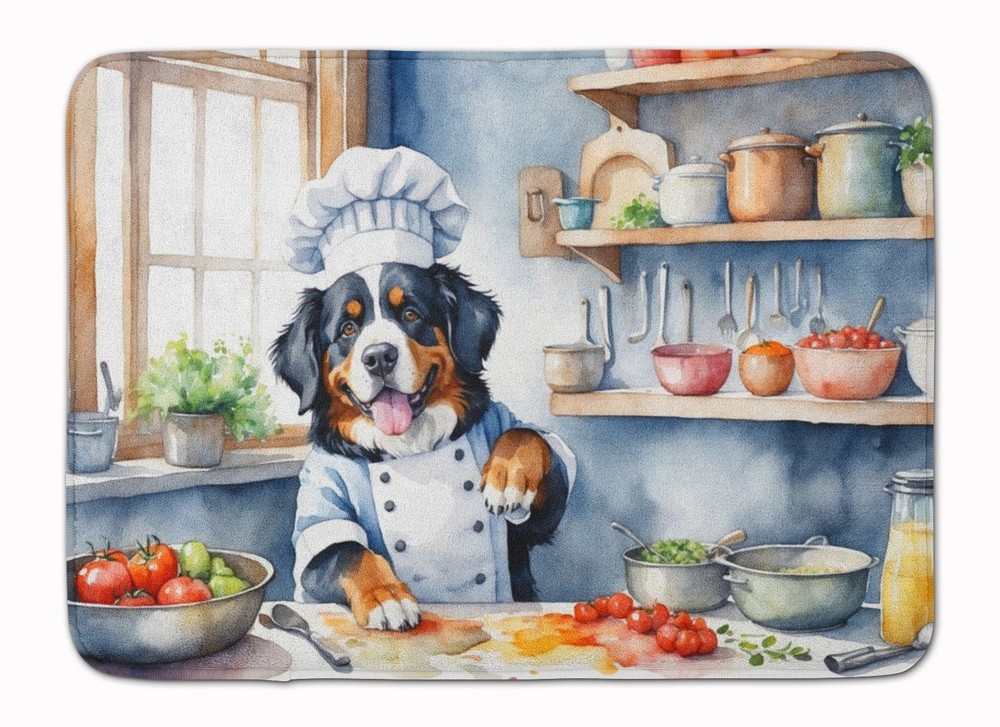 Bernese Mountain Dog The Chef Memory Foam Kitchen Mat Machine Washable