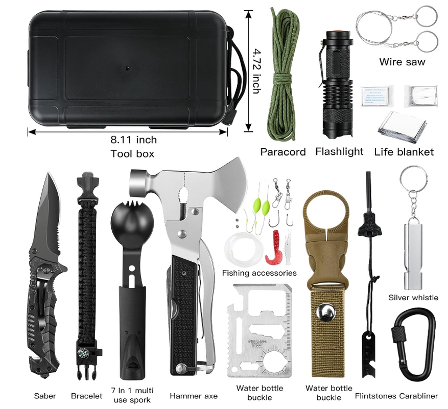 15 -In-1 Survival Kit, Emergency Survival Gear and Equipment Camping Accessory
