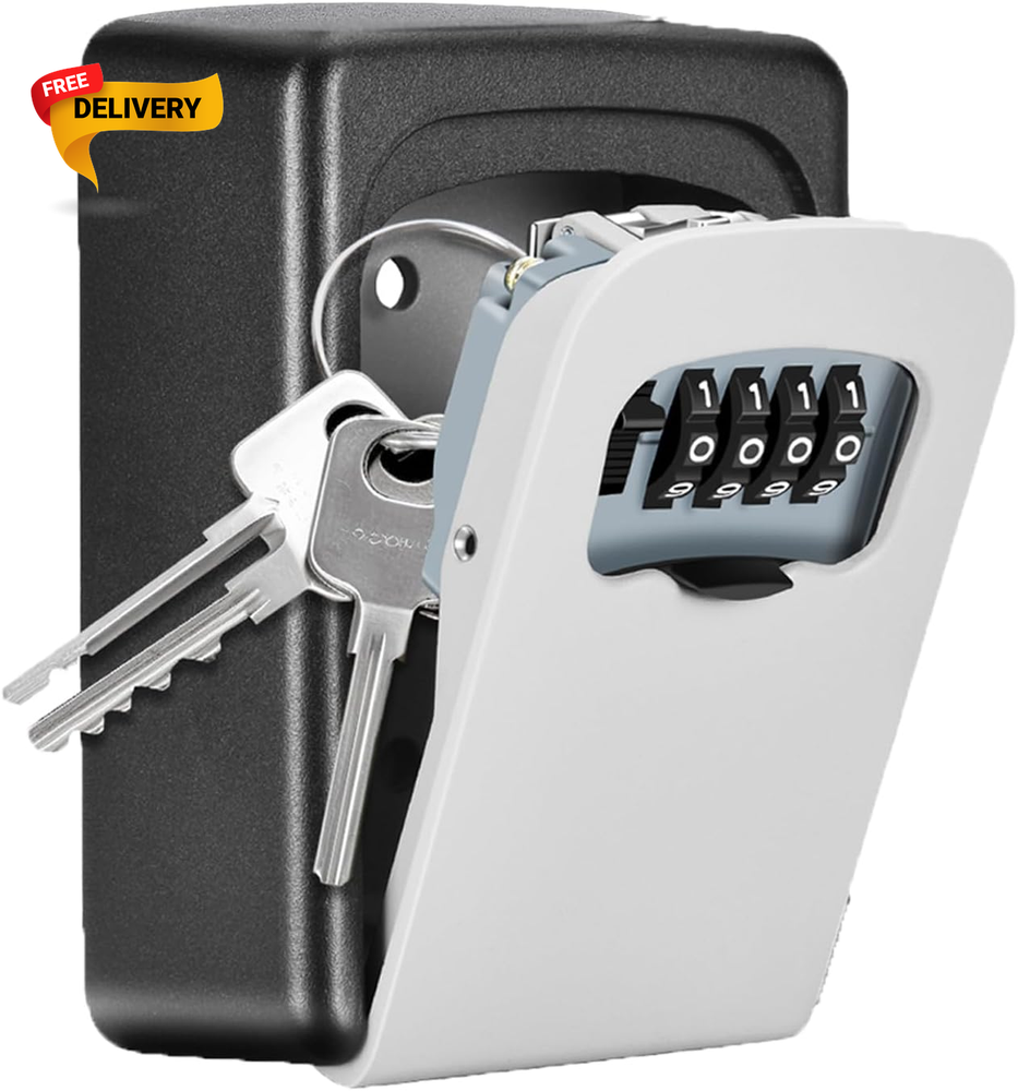 Wall Mounted 4 Digit Key Lock Box for Outdoor House Keys
