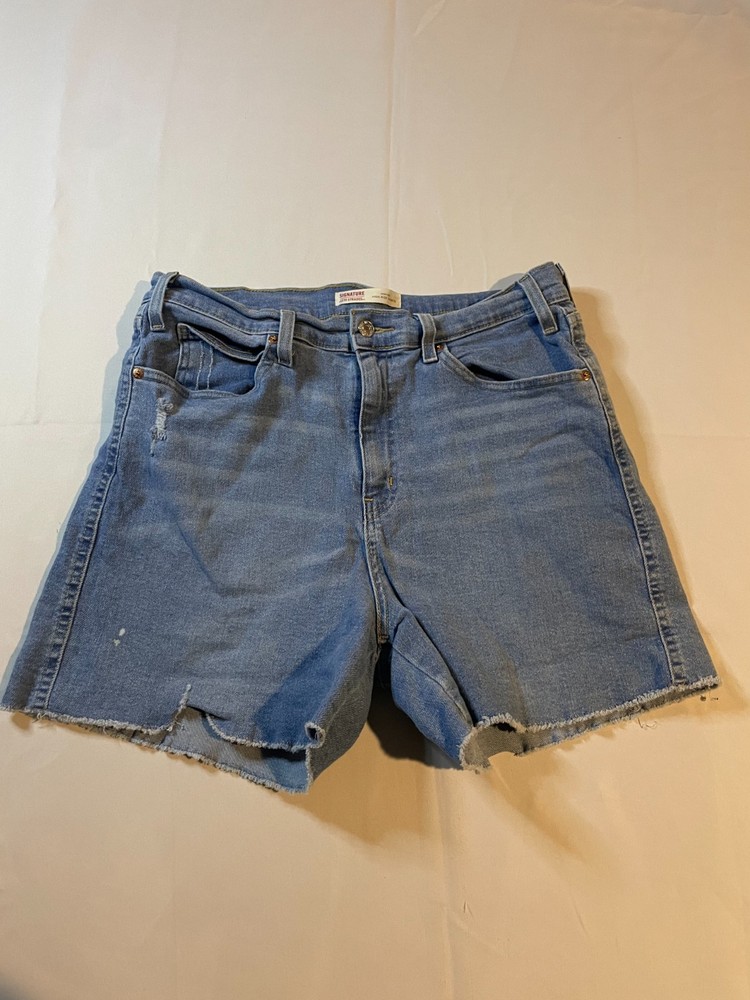 Signature Levi Strauss Shorts High Rise Heritage Womens 16 Blue Denim Cut Off