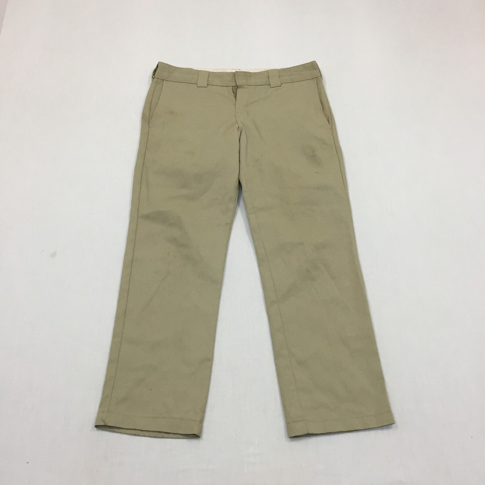 Dickies Workwear Trousers Mens W34 L30 Slim Straight Fit Beige