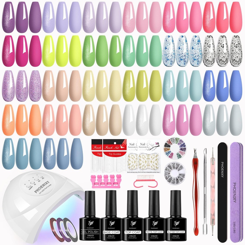 47-Piece Gel Nail Polish Kit with UV Light & Essential Nail Art Tools