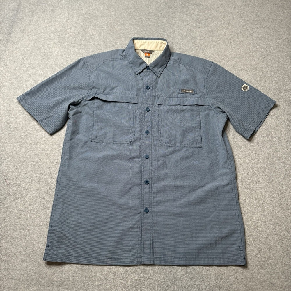 Eddie Bauer Mens Medium Blue Performance Stretch Outdoor Sport Shirt