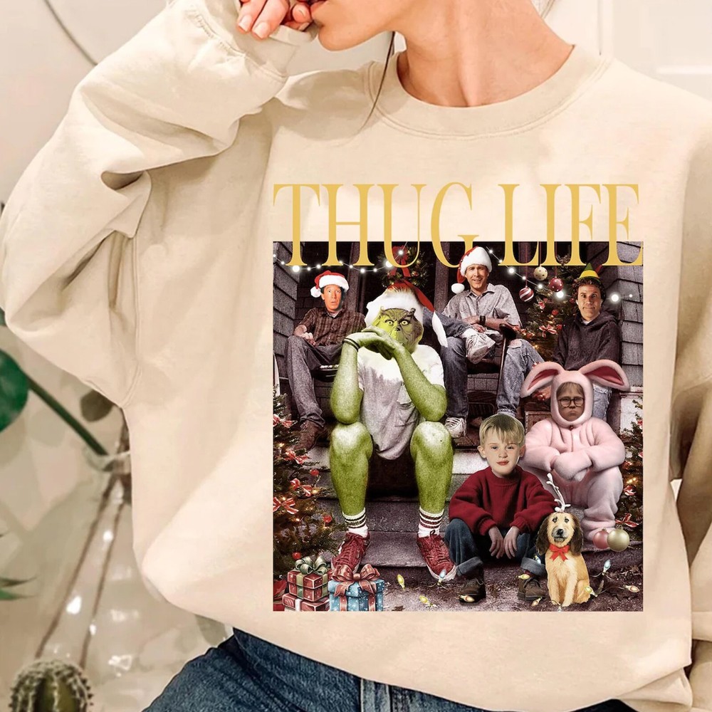 Thug Life Christmas Shirt, Christmas Character Shirt,Funny Christmas Thief Shirt